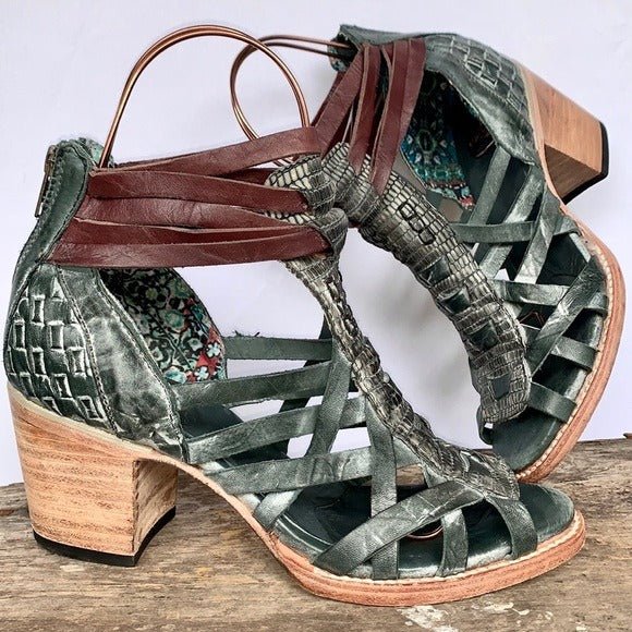 FREEBIRD BY STEVEN Freebird Penny Blue Brown Strappy Gladiator Sandals Size 8 - Botablu