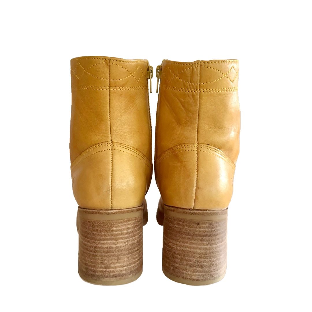 FRYE Banana Platform Villager Zip Stitch Vintage Y2K Ankle Boots