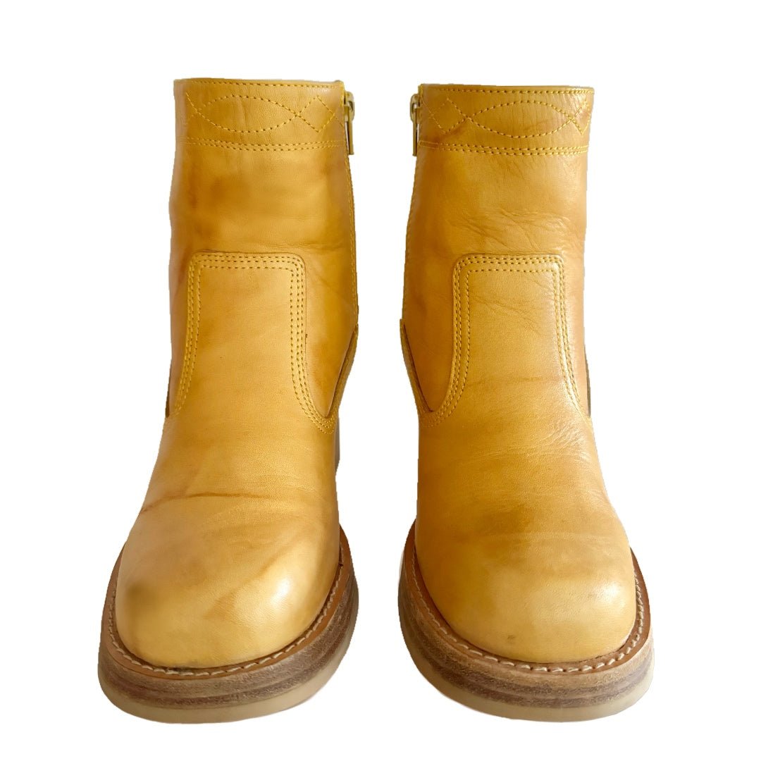 FRYE Banana Platform Villager Zip Stitch Vintage Y2K Ankle Boots