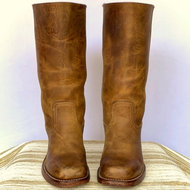 FRYE Campus 14L Brown Leather Western Motorcycle Vintage Boots - Botablu
