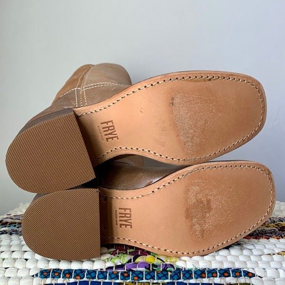 FRYE Campus 14L Metallic Silver Multi Gold Tall Square Toe Chunky Western Boots - Botablu