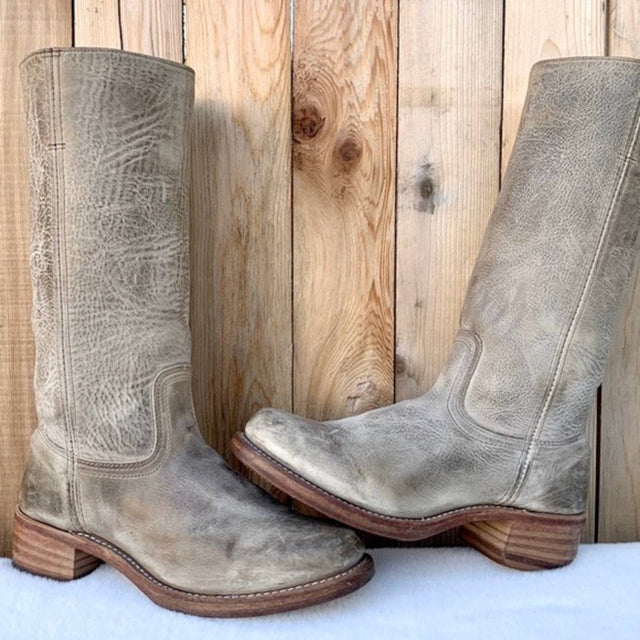 FRYE Campus 14L Vintage Gray Green Blue  Western Motorcycle Boots - Botablu