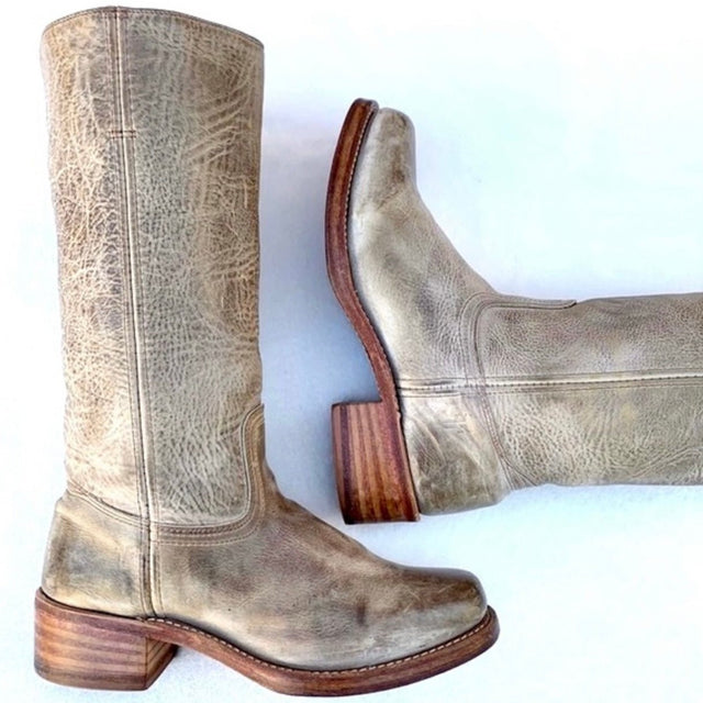 FRYE Campus 14L Vintage Gray Green Blue  Western Motorcycle Boots - Botablu