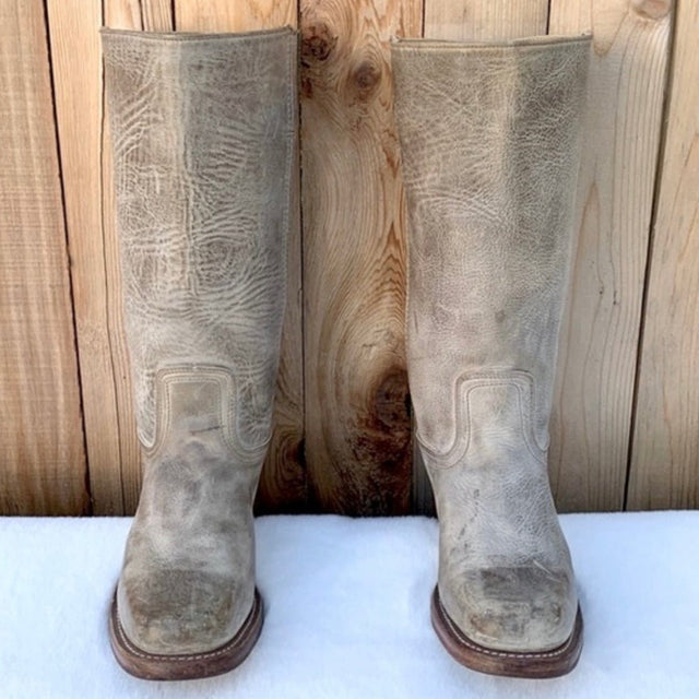 FRYE Campus 14L Vintage Gray Green Blue  Western Motorcycle Boots - Botablu