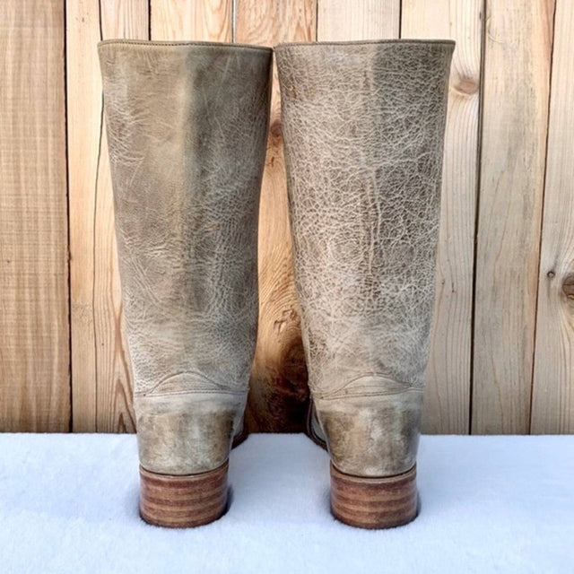 FRYE Campus 14L Vintage Gray Green Blue  Western Motorcycle Boots - Botablu
