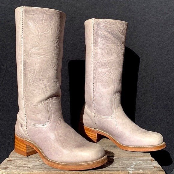 FRYE Campus 14L Violet Gray Purple Tall Boho Western Motorcycle Boots - Botablu