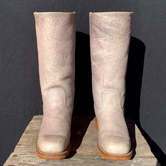 FRYE Campus 14L Violet Gray Purple Tall Boho Western Motorcycle Boots - Botablu