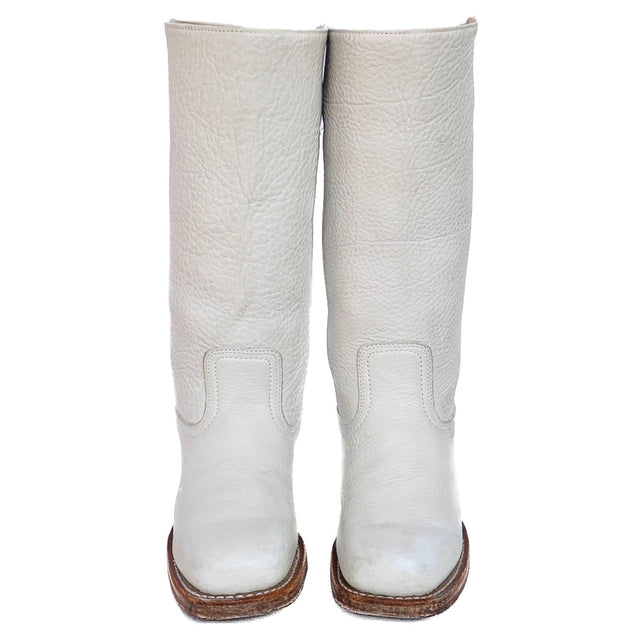 FRYE Campus 14L White Leather Tall Western Motorcycle Boots - Botablu