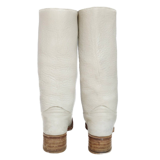 FRYE Campus 14L White Leather Tall Western Motorcycle Boots - Botablu