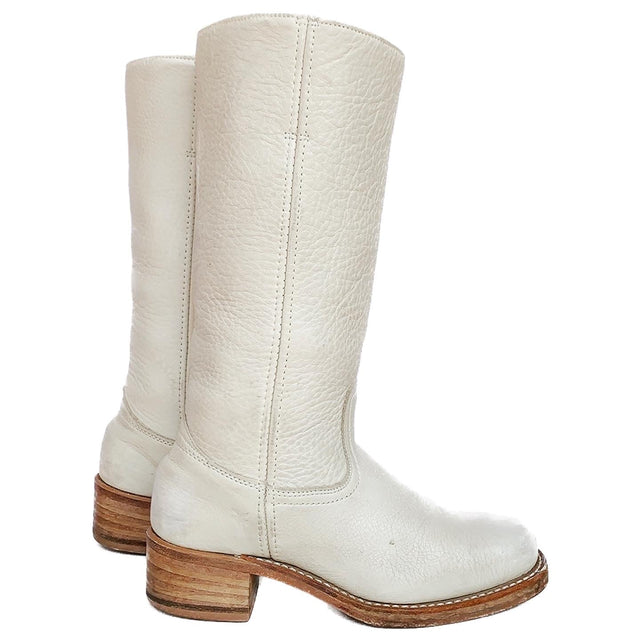 FRYE Campus 14L White Leather Tall Western Motorcycle Boots - Botablu