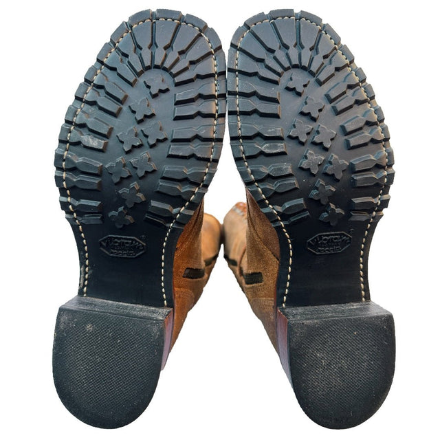 FRYE Campus Lace Up Tall Knee High Zippered Brown Leather Boots - Botablu