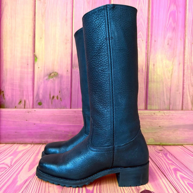 FRYE Campus Lug Sole Black Western Moto Boots - Botablu