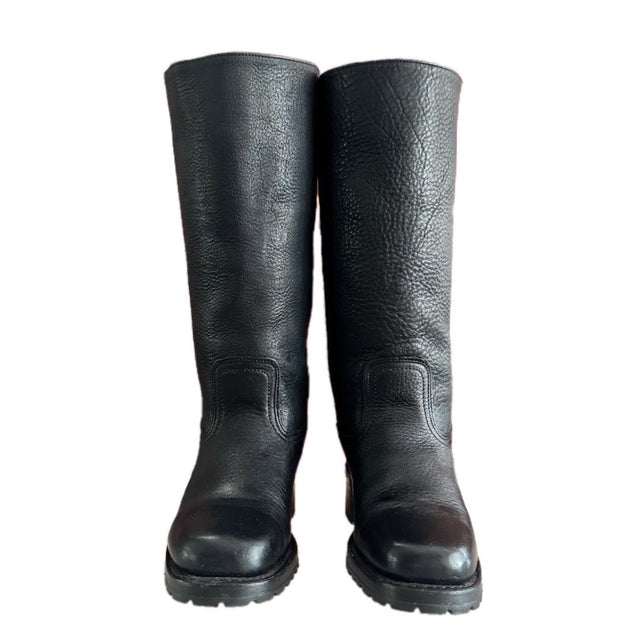 FRYE Campus Lug Sole Black Western Moto Boots - Botablu