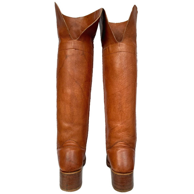 FRYE Campus Over the Knee OTK Brown Chunky Square Toe Western Boots - Botablu