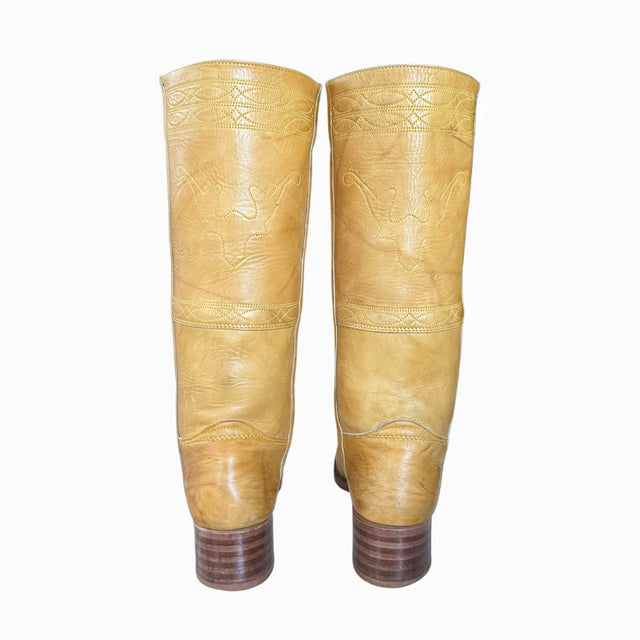 FRYE Campus Stitching Horse Banana Cowboy Boots - Botablu