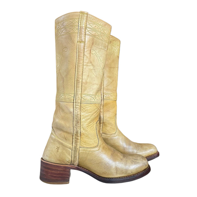 FRYE Campus Stitching Horse Banana Western Boots - Botablu