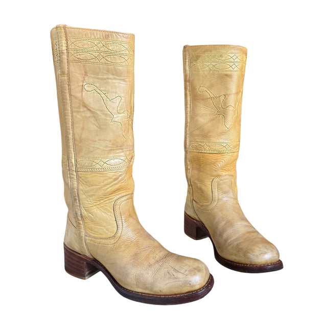 FRYE Campus Stitching Horse Banana Western Boots - Botablu