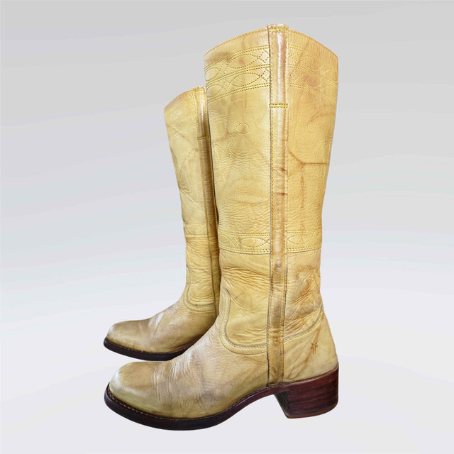 FRYE Campus Stitching Horse Banana Western Boots - Botablu