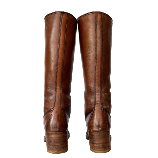 FRYE Campus True Vintage Black Label Lace Up Brown Knee High Boots - Botablu