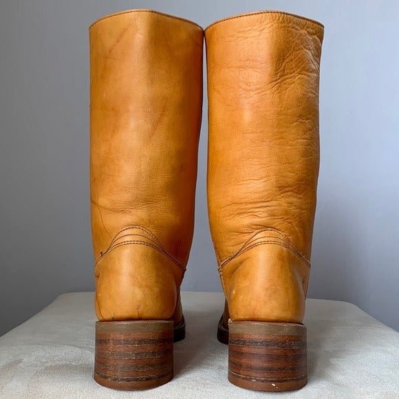 Frye Campus Vintage Sunrise Leather Chunky Square Toe Western Boots - Botablu