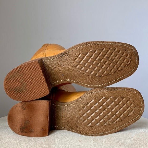 Frye Campus Vintage Sunrise Leather Chunky Square Toe Western Boots - Botablu