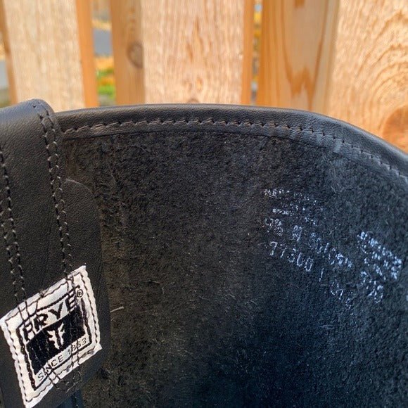 FRYE Cavalry 12L Black Leather Campus-Style Square Toe Boots Size 9.5 - Botablu