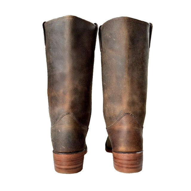 FRYE Cavalry 12L Brown Leather Campus Motorcycle Boots - Botablu