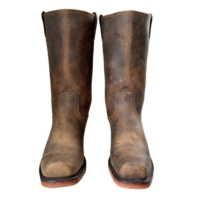 FRYE Cavalry 12L Brown Leather Campus Motorcycle Boots - Botablu