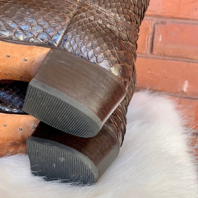 FRYE Deborah Snakeskin Python Exotic Zippered Ankle Bootie Boots - Botablu