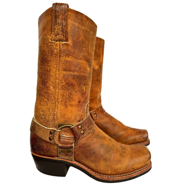 FRYE Harness 12R Brown Leather Biker Moto Motorcycle Boots - Botablu