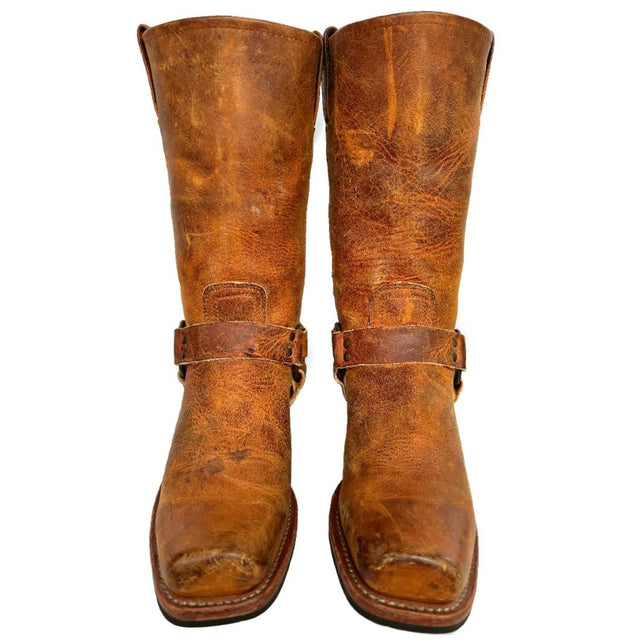 FRYE Harness 12R Brown Leather Biker Moto Motorcycle Boots - Botablu