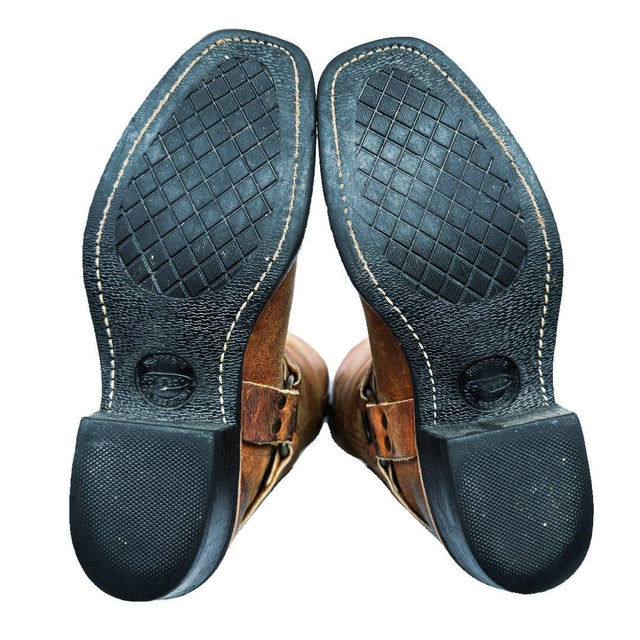 FRYE Harness 12R Brown Leather Biker Moto Motorcycle Boots - Botablu