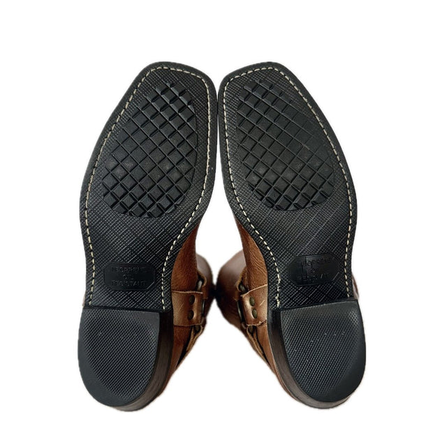 FRYE Harness 12R Metallic Gold Tan Biker Motorcycle Boots - Botablu