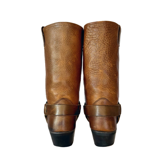 FRYE Harness 12R Metallic Gold Tan Biker Motorcycle Boots - Botablu