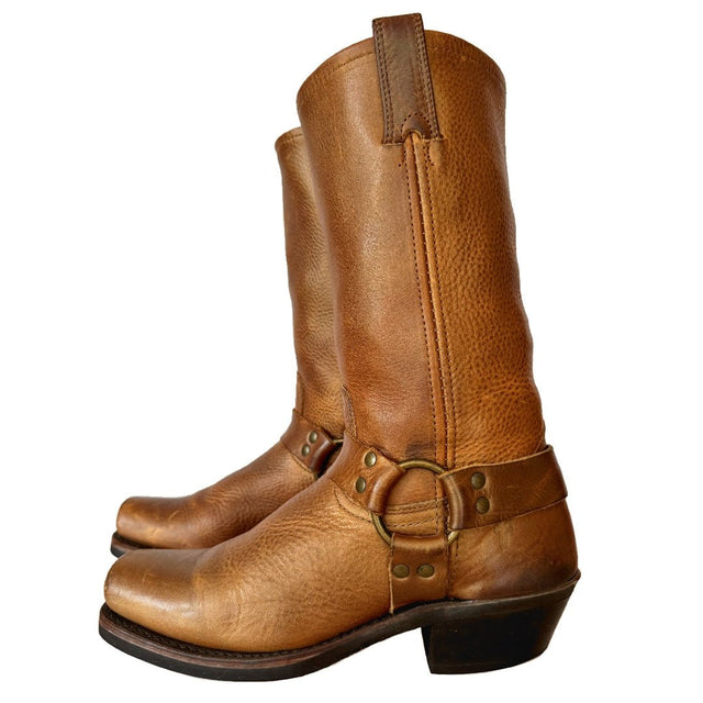 FRYE Harness 12R Metallic Gold Tan Biker Motorcycle Boots - Botablu