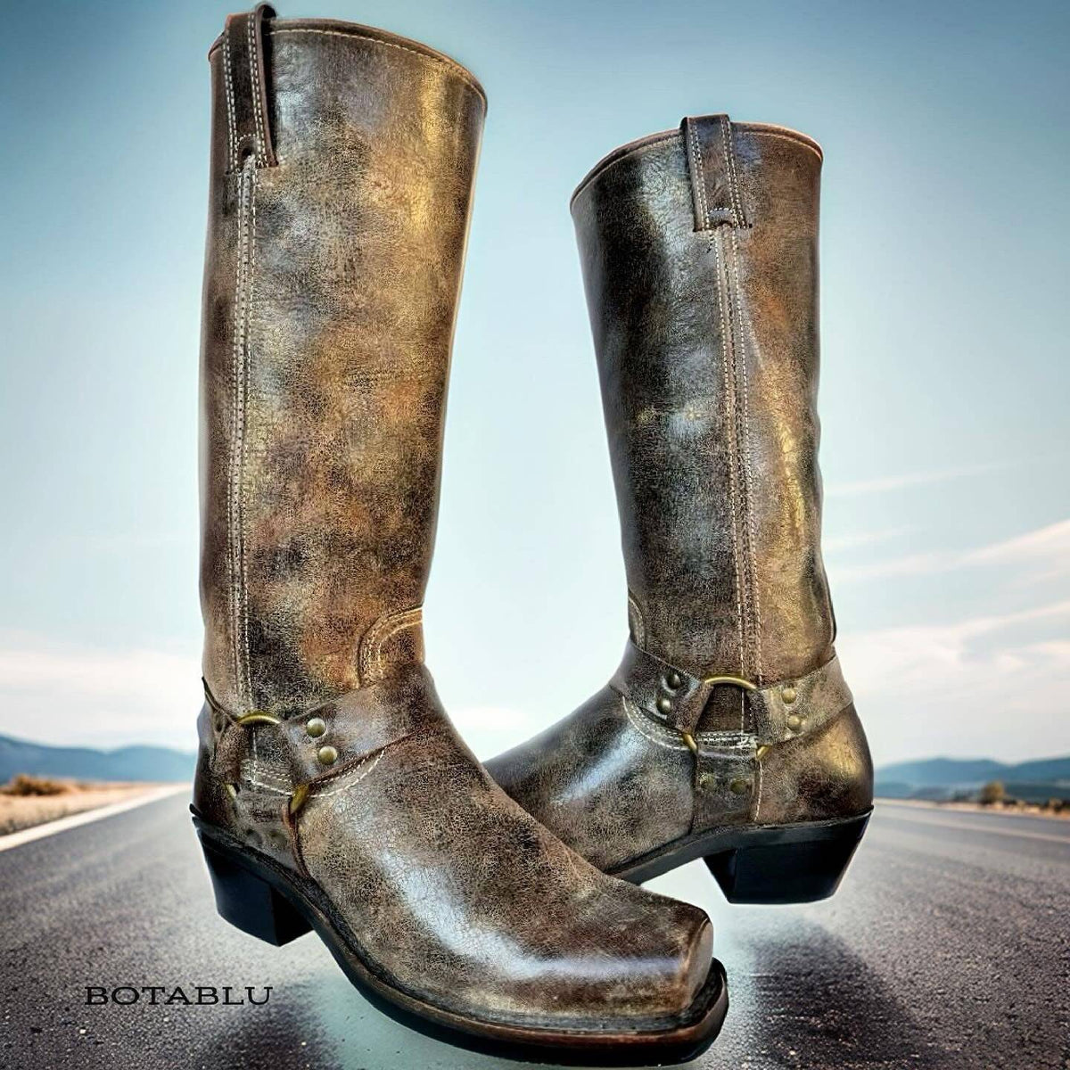 Frye motorcycle boots - barely worn - size 9 FRYE 76415 JENNA STUDDED Buckle Brown Leather Motorcycle  main image 3