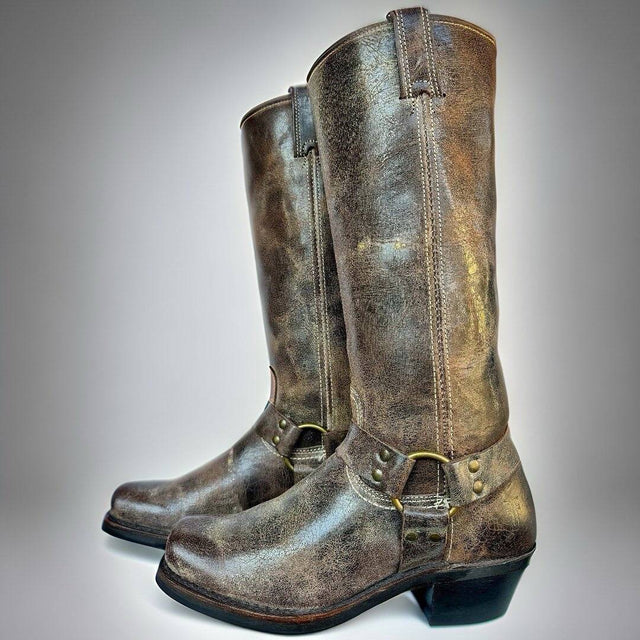 FRYE Harness 15R Brown Tall Knee High Biker Moto Motorcycle Boots - Botablu
