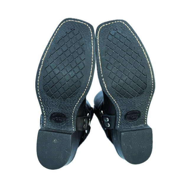 FRYE Harness 8R Black Biker Moto Motorcycle Short Ankle Bootie Boots - Botablu