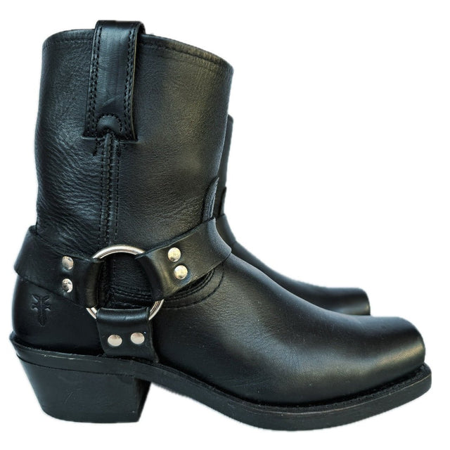 FRYE Harness 8R Black Biker Moto Motorcycle Short Ankle Bootie Boots - Botablu