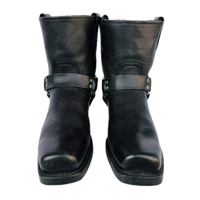 FRYE Harness 8R Black Biker Moto Motorcycle Short Ankle Bootie Boots - Botablu