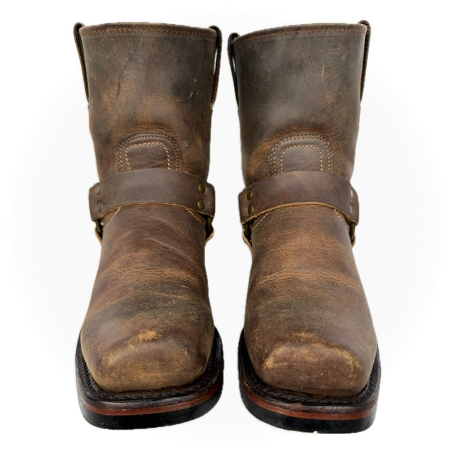 FRYE Harness 8R Brown Biker Moto Motorcycle Short Ankle Bootie Boots - Botablu