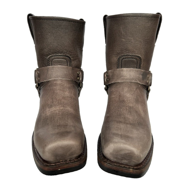 FRYE Harness 8R Smoke Gray Biker Moto Motorcycle Short Ankle Bootie Boots - Botablu