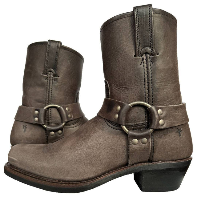 FRYE Harness 8R Smoke Gray Biker Moto Motorcycle Short Ankle Bootie Boots - Botablu