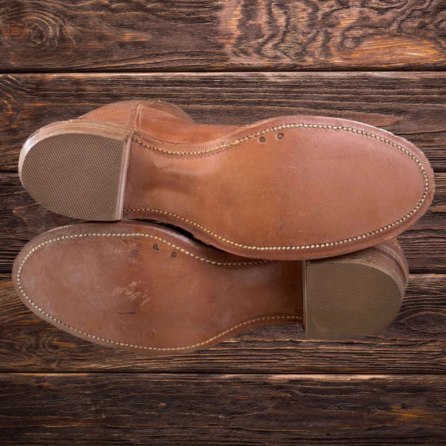 FRYE New Vintage Western Campus Style Brown Leather Chunky Heel Boots - Botablu