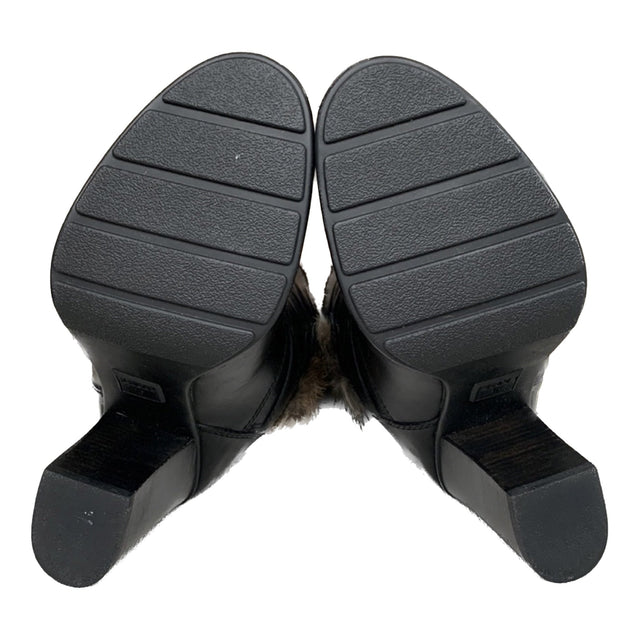 FRYE Penny Lux Rabbit Fur Lined High Heel Winter Moto Boots - Botablu