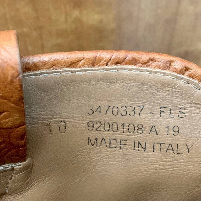 FRYE Tooled Leather Brown Ankle Bootie Boots, Made in Italy - Botablu