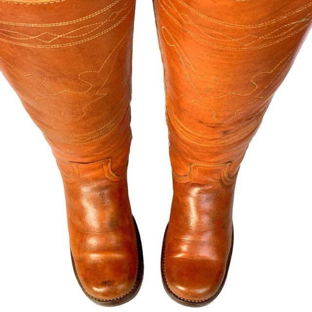 FRYE True Vintage Black Label Campus Stitching Horse Tall Knee High Boots - Botablu
