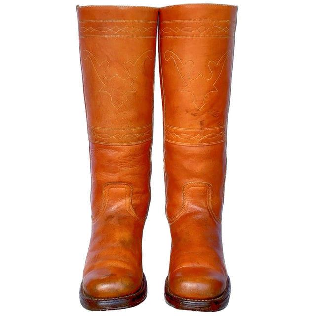 FRYE True Vintage Black Label Campus Stitching Horse Tall Knee High Boots - Botablu