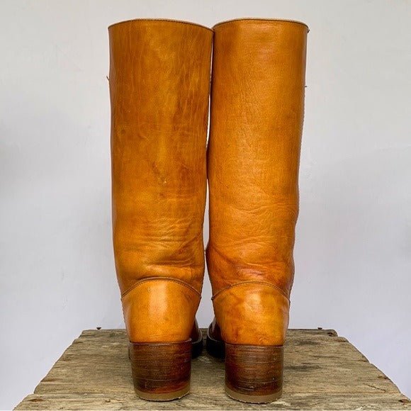 FRYE True Vintage Black Label Campus Tall Square Toe Sunrise Western Boots - Botablu