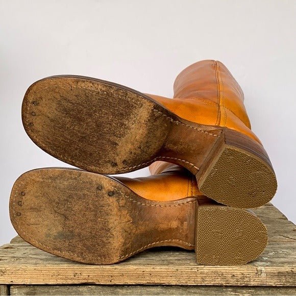 FRYE True Vintage Black Label Campus Tall Square Toe Sunrise Western Boots - Botablu